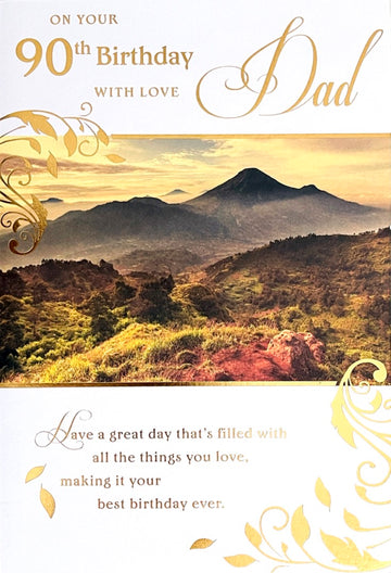 On Your 90th Birthday Dad Special Wishes Card with Love Picturesque Scenic Print Age 90