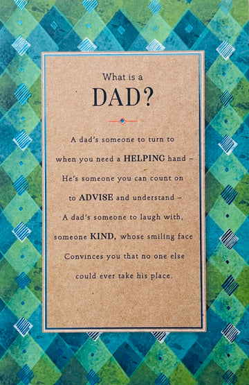 What Is A Dad? Happy Birthday Card Special Words Watercolour Geometric Art Tartan Plaid