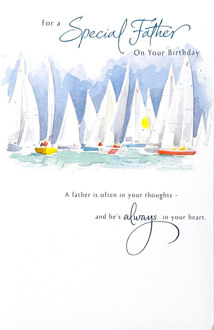 Special Father Happy Birthday Card With Love Regatta Boats Nautical Watercolour Art