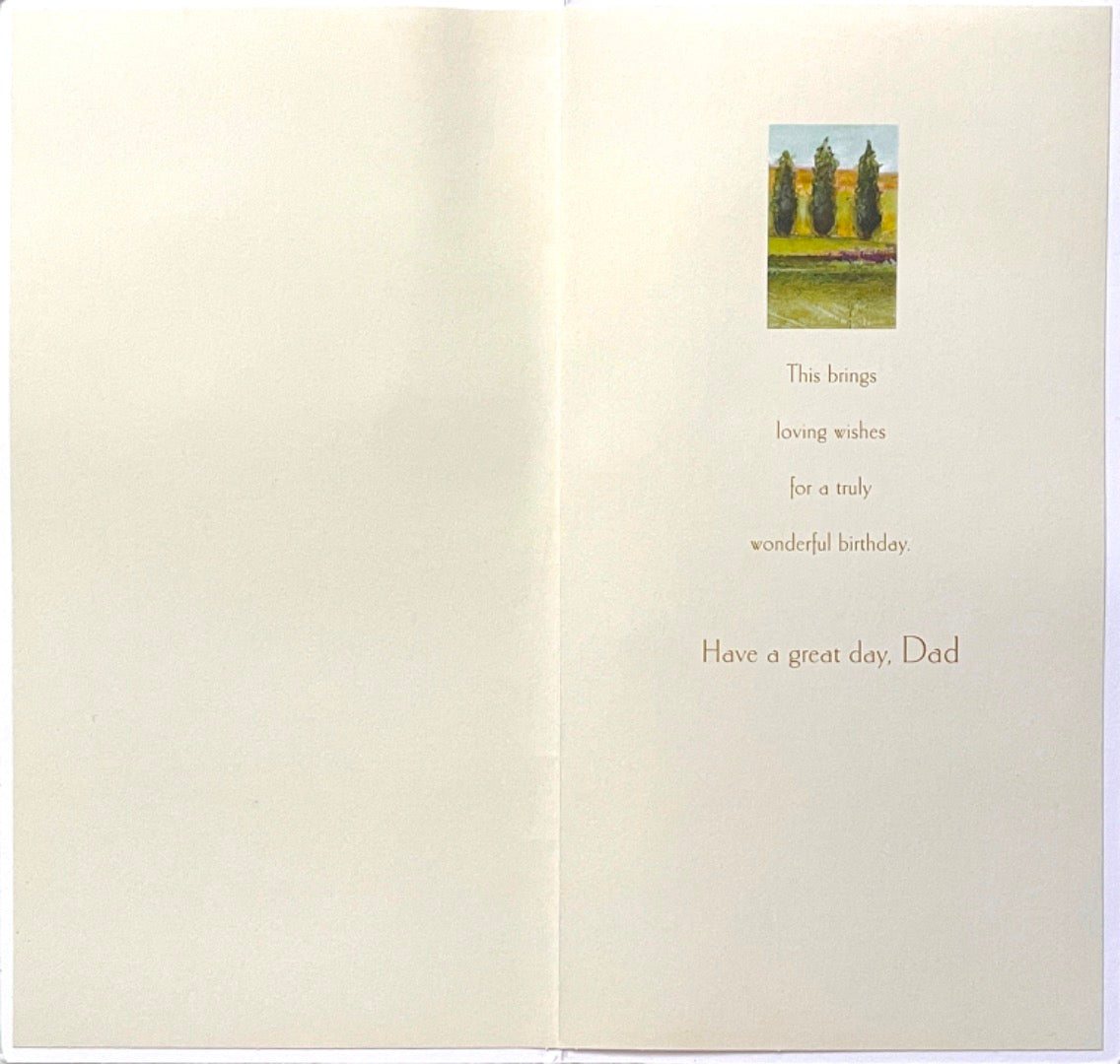 Dad Happy Birthday Card with Loving Wishes Verse Field Trees Scenic Art 3D Detail