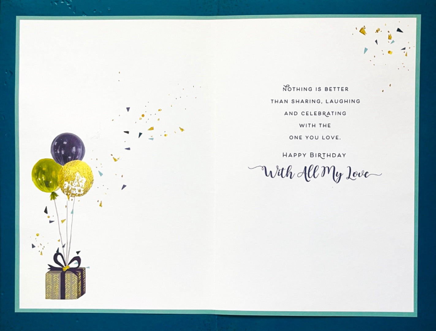 For You Husband Happy Birthday Card wIth Love Gifts and Balloons Contemporary Art