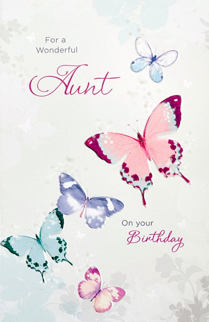 For A Wonderful Aunt Birthday Card Happiness Sweet Surprises Lovely Day Butterflies