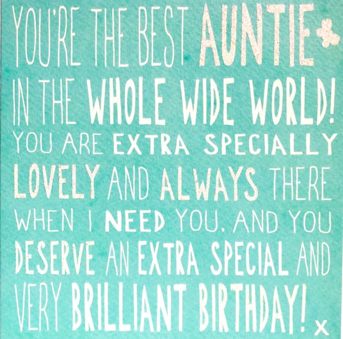 Best Auntie In The Whole Wide World Brilliant Birthday Card with Love Glitter Sparkle Verse
