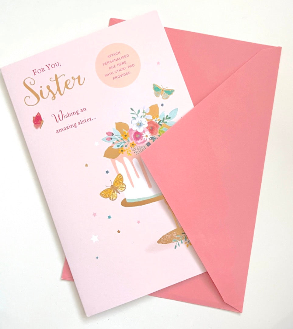Amazing Sister Birthday Card Personalise For Age 18th 21st 30th 40th Cake Art