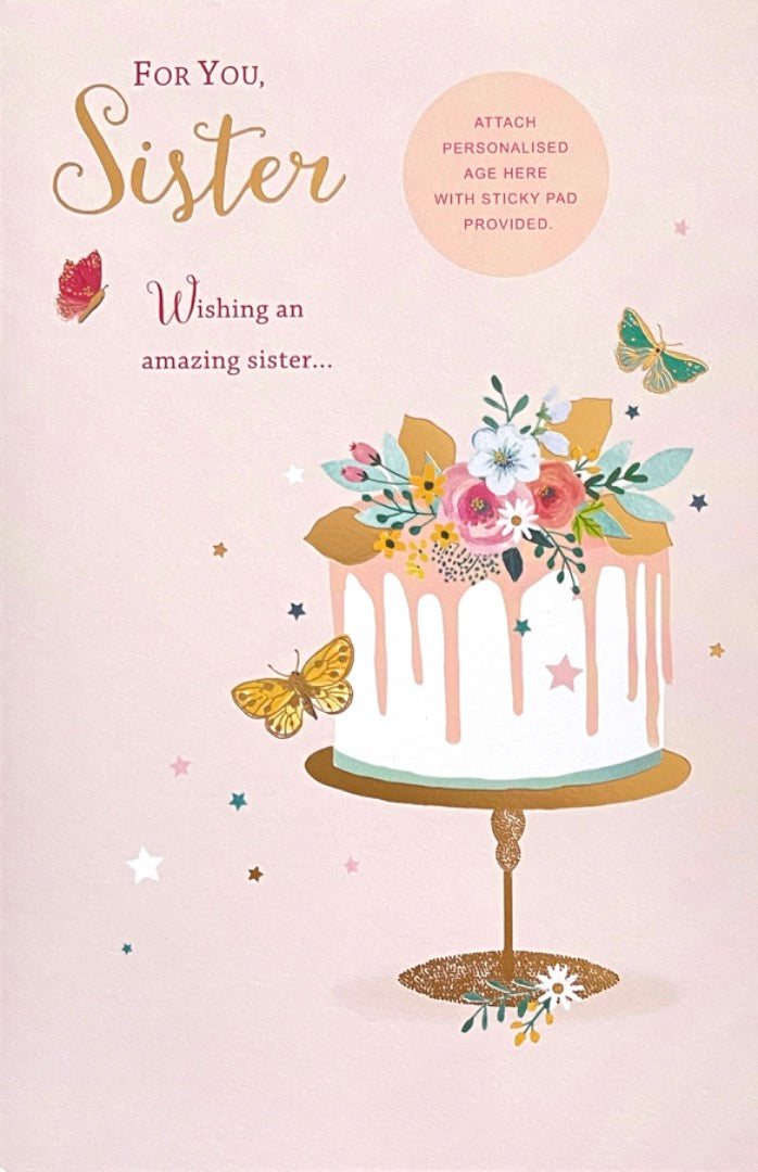 Amazing Sister Birthday Card Personalise For Age 18th 21st 30th 40th Cake Art