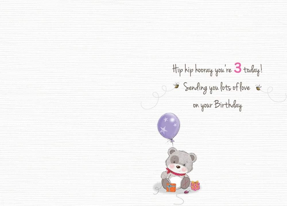 3 Today Happy 3rd Birthday Hip Hip Hooray Cute Teddy Bear and Owls with Gifts - Pink