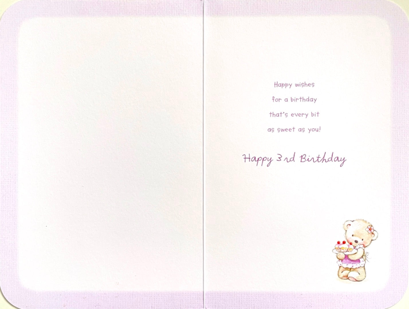 Wow Three Today Happy 3rd Birthday Card 3 Pink Ballerina Teddy Bears Dress Up Cupcakes