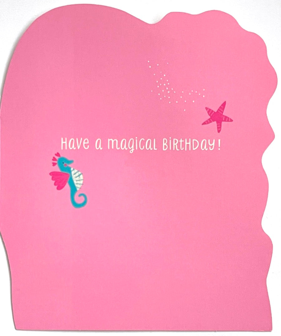 5 Today 5th Magical Birthday Card with Mermaid Shell and Seahorse 3D Handfinished