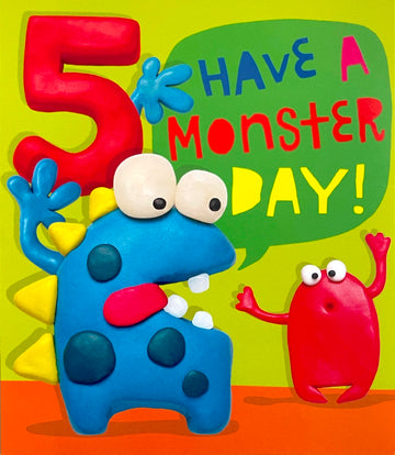Have A Monster Day 5th Birthday Card Funny Humour Monster-Speak Language Age 5
