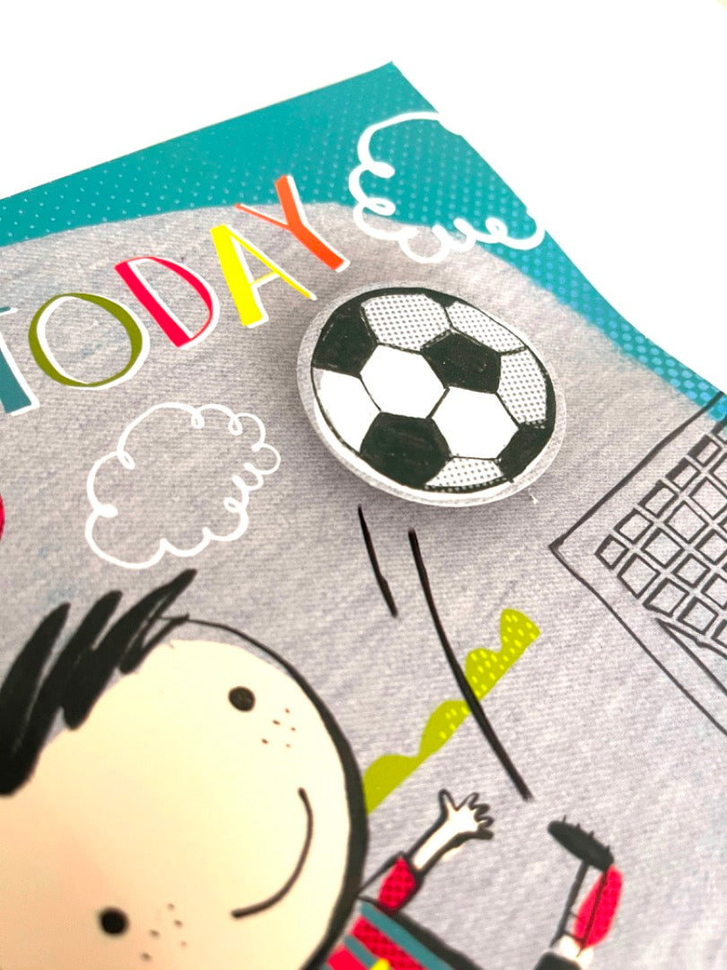 5 Today 5th SUPER BRILLIANT Birthday Boy Card Football Goal Cheering 3D Handfinished