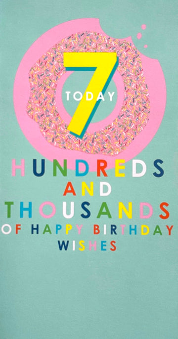 7 Today Hundreds And Thousands Of Happy Birthday Wishes Card Yummy Sprinkles Donut 7th