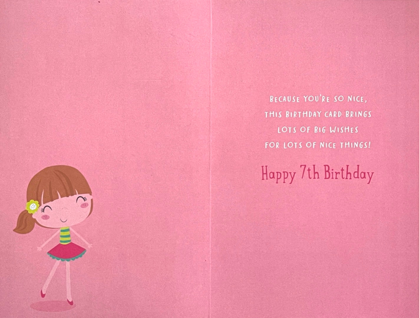 Special 7 Year Old Happy 7th Birthday Girl Card Pretty Dress Gift Butterflies and Flowers