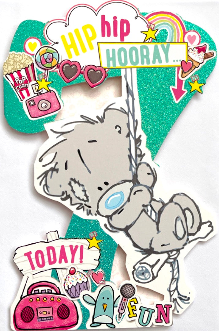 Hip Hip Hooray 7 Today 7th Happy Birthday Card Me To You Tatty Teddy Bear Swing Dinky Art