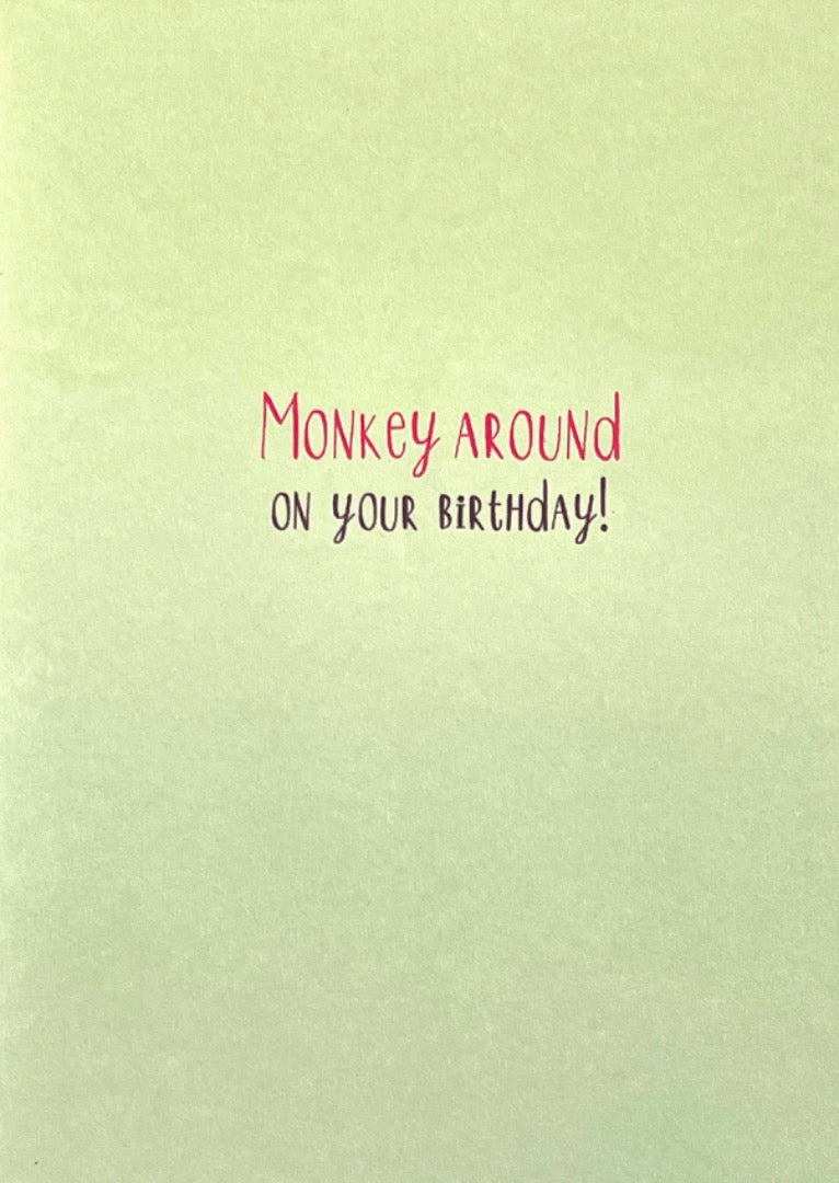 7 Today 7th Birthday Card Jungle King Cute Monkey Art with Goggly Eyes and Glitter