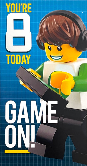 8 Today Game On Awesome Birthday Card Lego Brick Figure Playing Video Games 8th