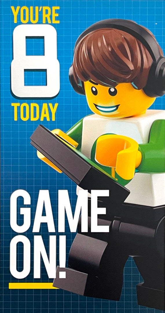 8 Today Game On Awesome Birthday Card Lego Brick Figure Playing Video Games 8th