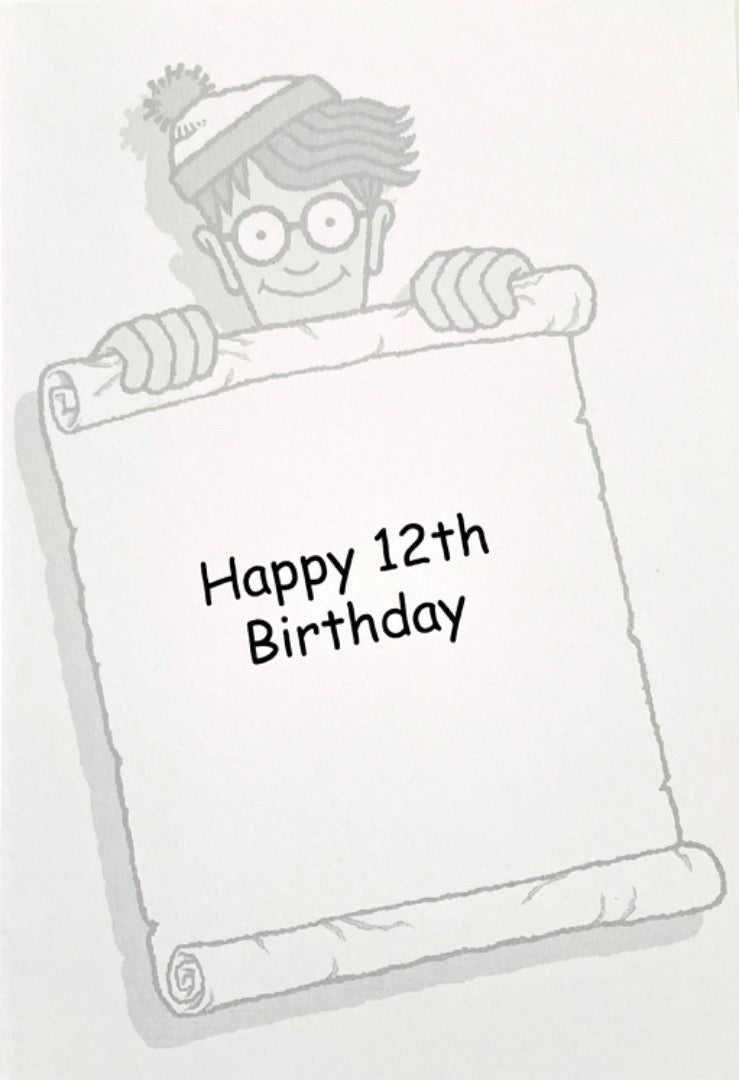 Where's Wally? Happy 12th Birthday Card Age 12 - Fun Fairground Activity Art