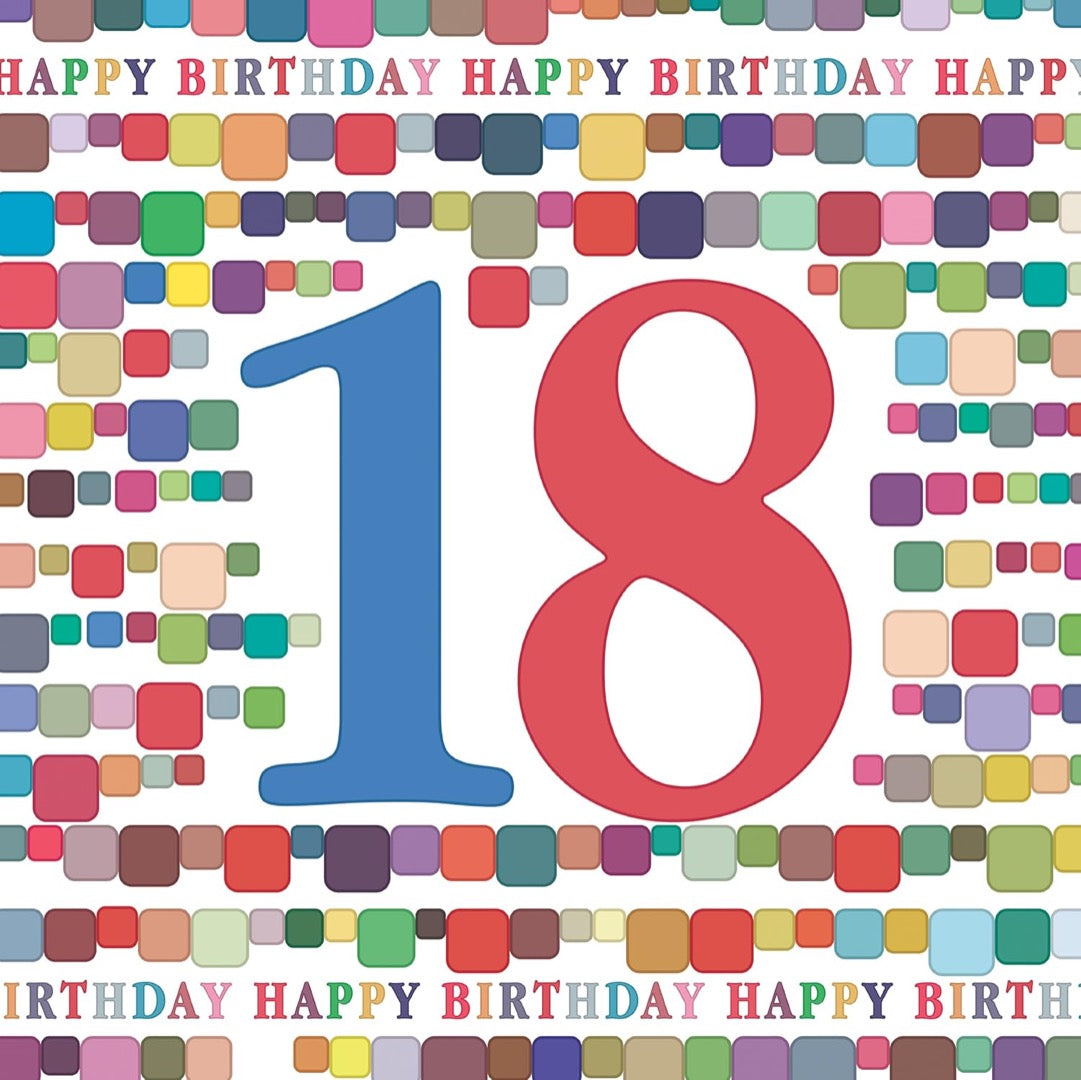 18 Happy Birthday Card 18th Contemporary Colourful Glitter Art Magic