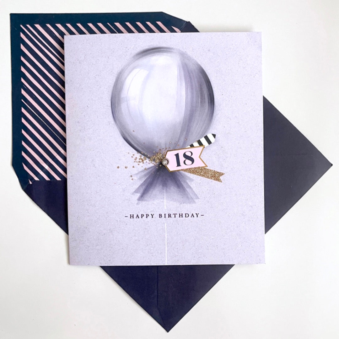 18th Happy Birthday 18 Blank Card Modern Contemporary Balloon Art Embellishment