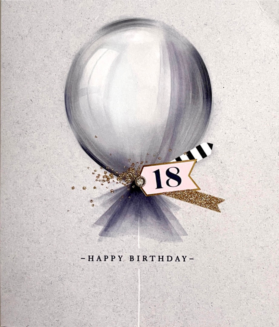 18th Happy Birthday 18 Blank Card Modern Contemporary Balloon Art Embellishment