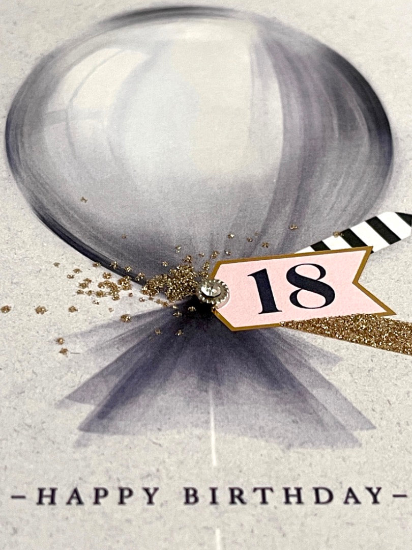 18th Happy Birthday 18 Blank Card Modern Contemporary Balloon Art Embellishment