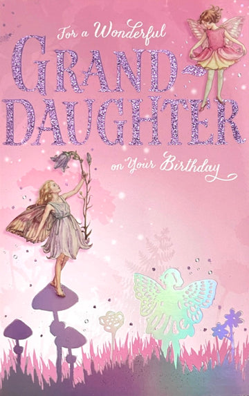 Wonderful Granddaughter Birthday Card Magical Flower Fairies Foil Fairy Art