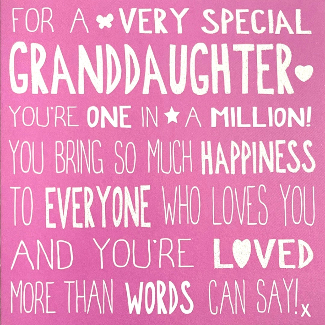 For A Very Special Granddaughter Birthday Card With Sparkle Verse One In A Million