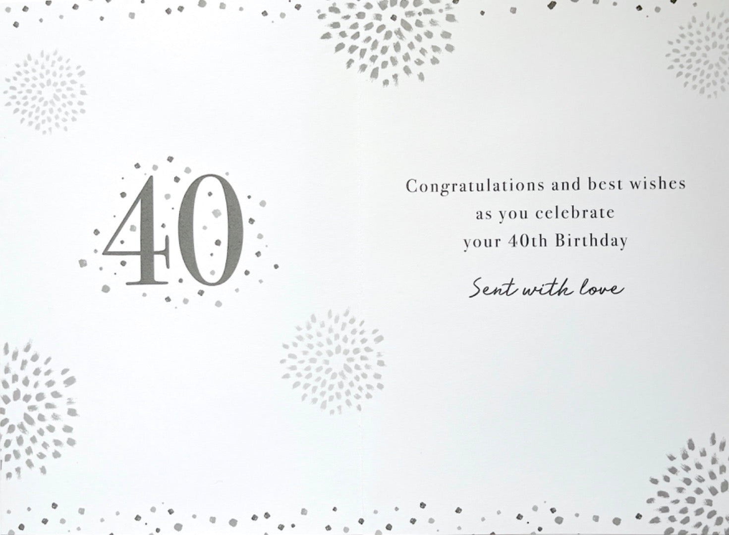 40th Birthday Card Congratulations With Love Contemporary Black White Gold Art