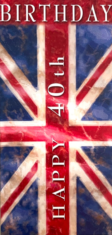 Happy 40th Birthday Card Union Jack Flag Art Together - Cancer Research UK - Age 40