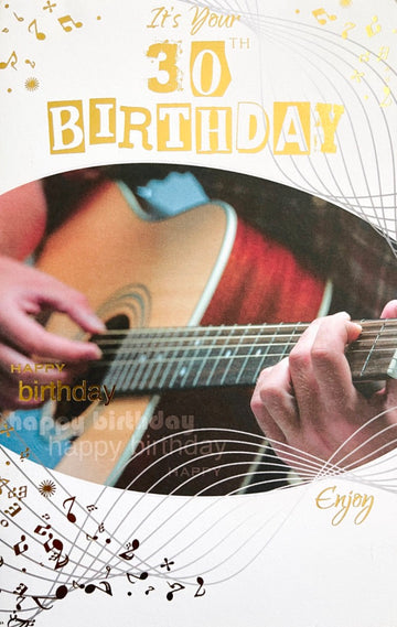 Happy 30th Birthday Card Enjoy Music Playing Guitar Milestone Age 30