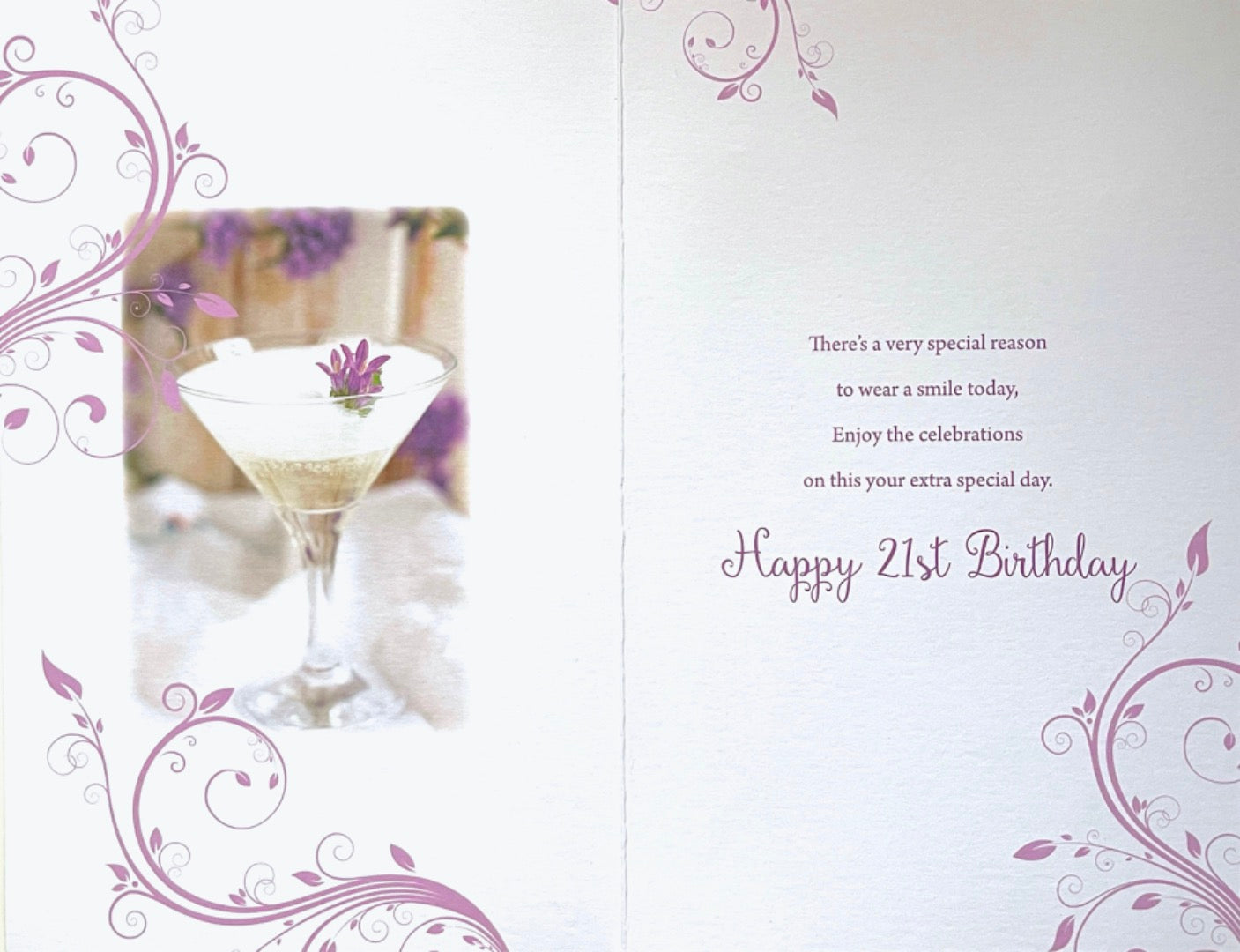 Happy 21st Birthday Card Lavender Cocktail Time Enjoy Milestone Age 21