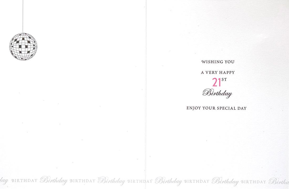 Happy 21st Birthday Card Glitter Foil Embellished Disco Ball Milestone Age 21