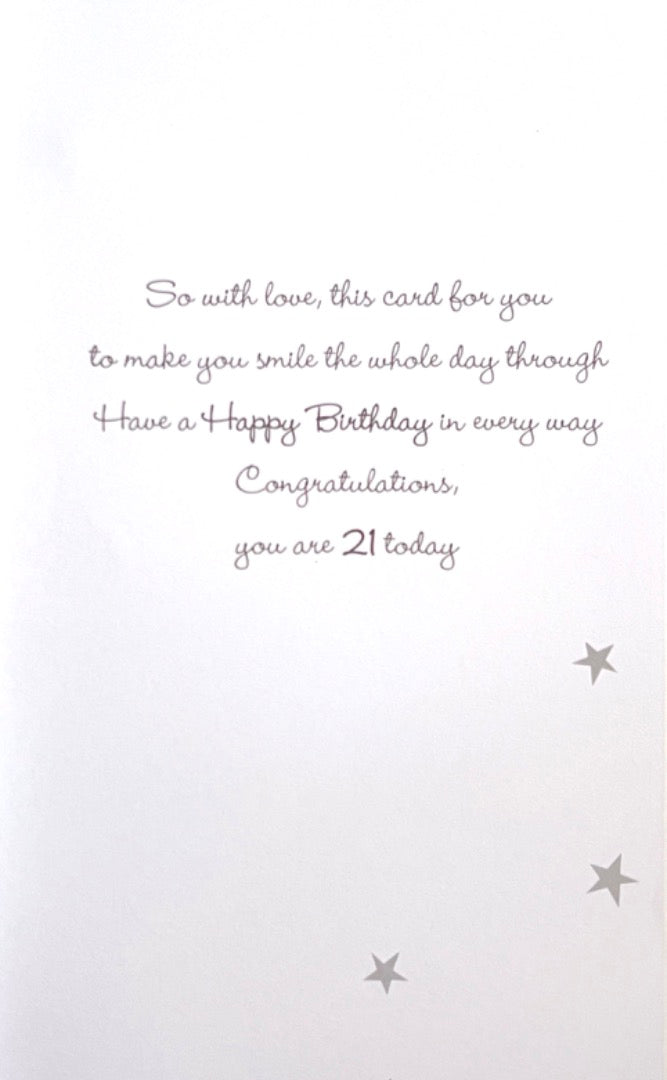 Happy 21st Birthday Congratulations 3D Hand-finished Embellishment Cocktails Age 21