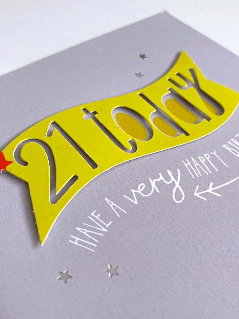 21st Happy Birthday Card 21 Today Stars Contemporary Modern Art