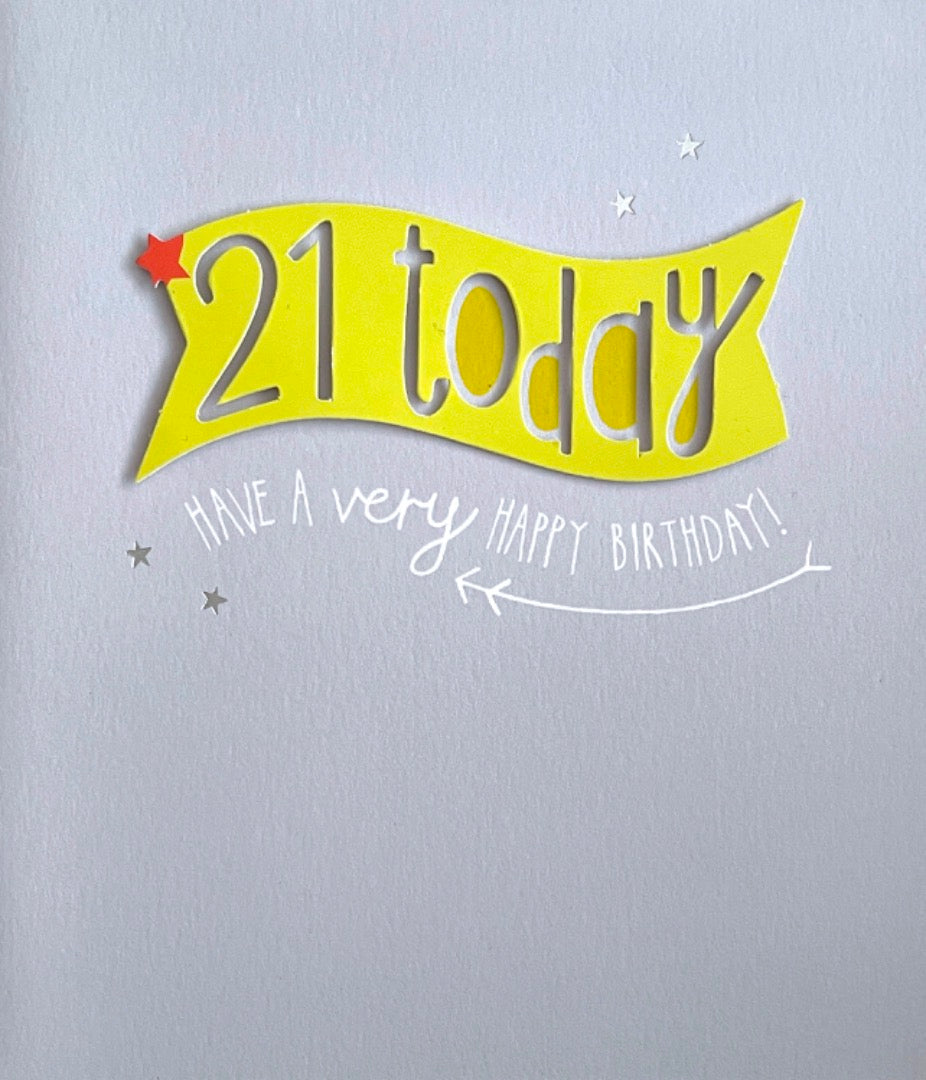 21st Happy Birthday Card 21 Today Stars Contemporary Modern Art