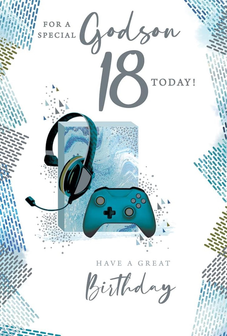 For A Special Godson On Your 18th Birthday 18 Today Lovely Versed Greeting Card