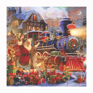 Santa Father Xmas Express Train Foil Finished Pack of 5 Charity Christmas Cards