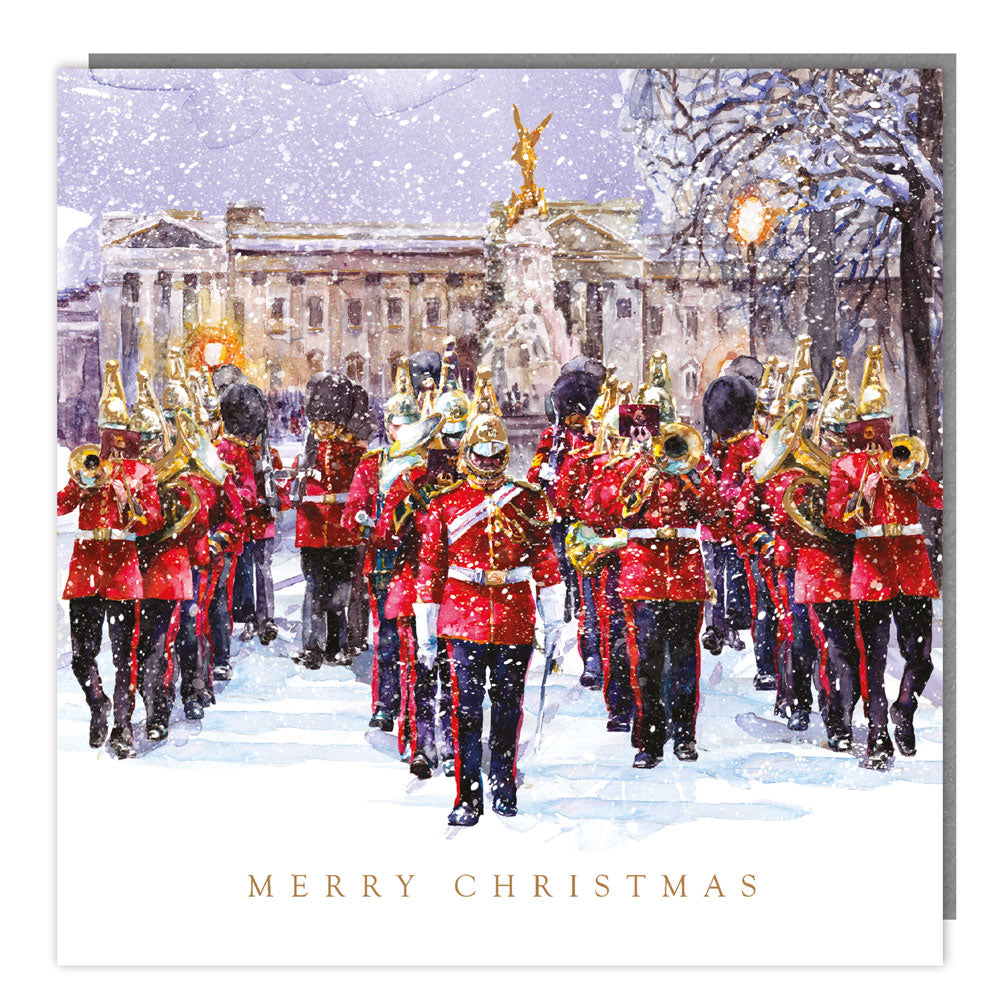 Royal Marching Band in the Snow Charity Christmas Cards Pack of 5, Foil Finished