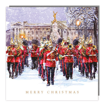 Royal Marching Band in the Snow Charity Christmas Cards Pack of 5, Foil Finished