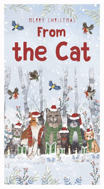 Pet Xmas Card From The Cat  Traditional Fun Festive Scene Christmas Greeting Card
