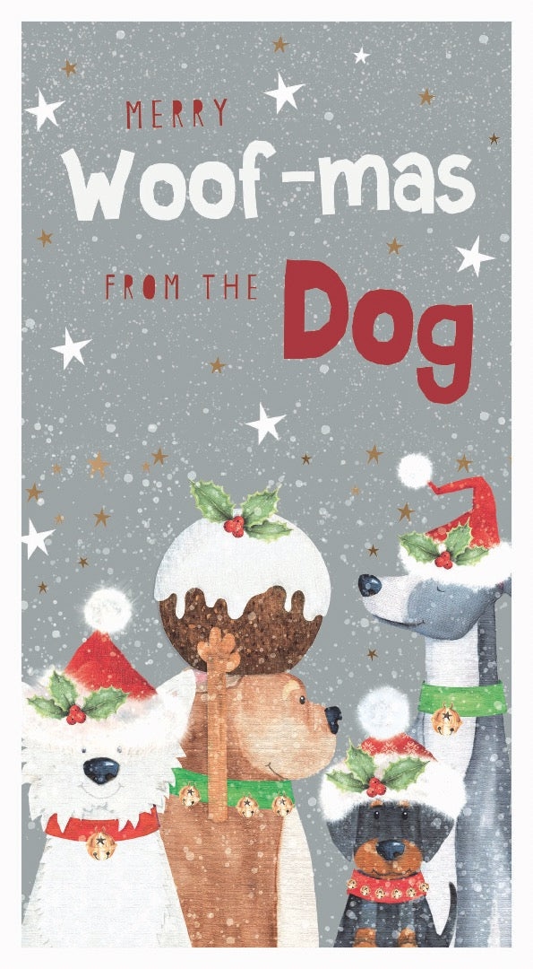Pet Xmas Card From The Dog Traditional Fun Festive Scene Christmas Greeting Card