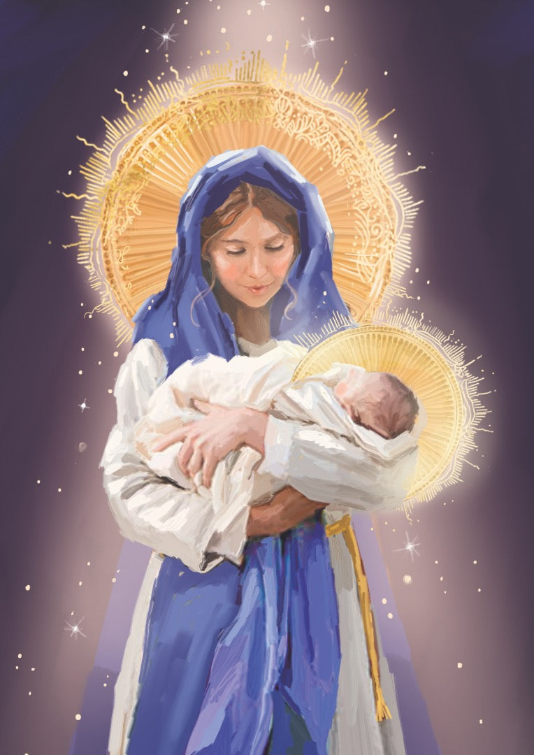 Religious Art Box of 24 Assorted Christmas & New Year Cards - 4 Each of 6 Designs by Ling Design