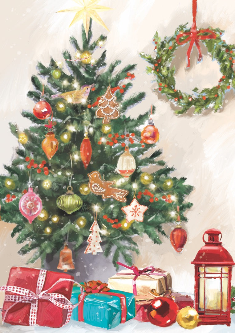 Cosy Christmas Traditional Box of 24 Assorted Xmas & New Year Cards - 4 Each of 6 Designs by Ling Design