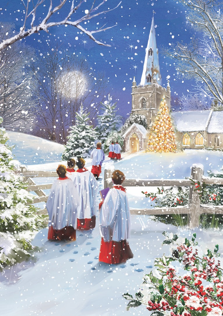 Snowy Scenes Box of 24 Assorted Christmas & New Year Cards - 4 Each of 6 Designs by Ling Design