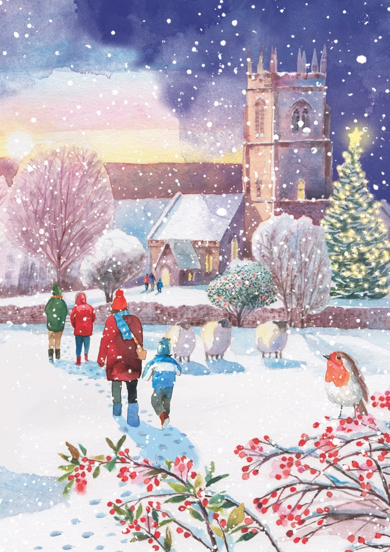 Snowy Scenes Box of 24 Assorted Christmas & New Year Cards - 4 Each of 6 Designs by Ling Design
