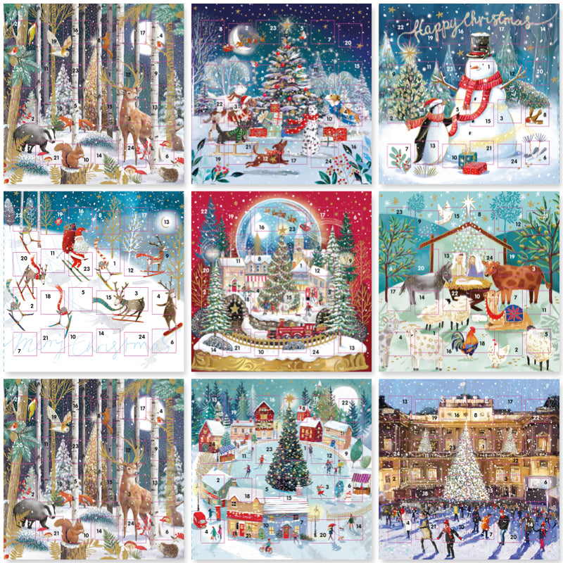 Countdown to Christmas - 24 Door - Festive Mini (6.5'' x 6.5'') Advent Calendar Gift Card with Envelope by Ling Design