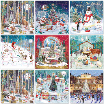 Countdown to Christmas - 24 Door - Festive Mini (6.5'' x 6.5'') Advent Calendar Gift Card with Envelope by Ling Design