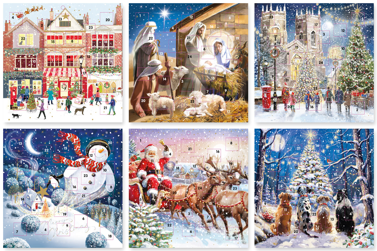 Advent Calendar Christmas Coundown - 24 Door - Large Square (9.5'' x 9.5'') Gift Card with Envelope by Ling Design