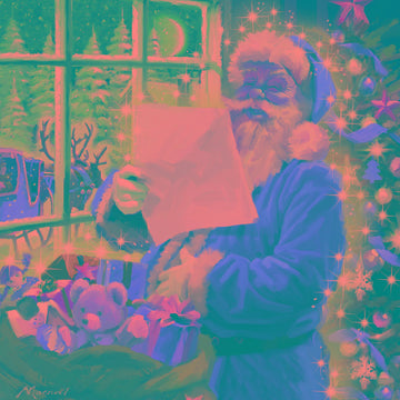 Santa Checking his Present List Traditional Vintage Art 6 Charity Christmas Cards - Premium Board - Eco-Friendly by Ling Design