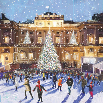 Somerset House Skating Traditional Vintage Art Pack of 6 Charity Christmas Cards - Premium Board - Eco-Friendly by Ling Design